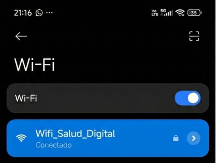 Ajustes y SSIDs Wi-Fi disponibles